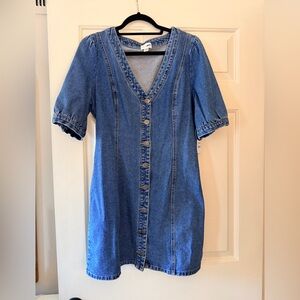 Amuse Society Blue Denim Button-Front Mini Dress